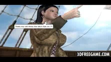On the 3D pirate ship a hot 3D prisoner ho is sucking cock