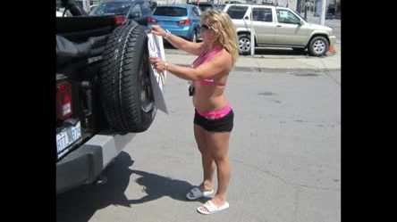 Chantel Drops Shorts At Hooters Car Wash To Go Full Bikini For A Few Bucks