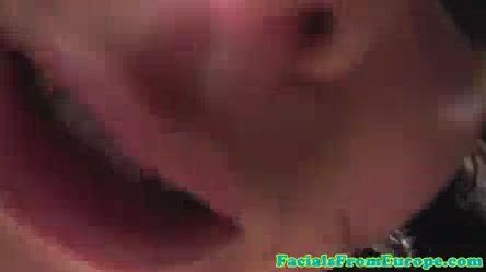 Naughty jizz adoring slut facialized