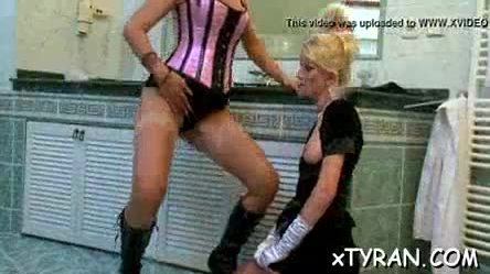 Hot playgirl dominates her slave
