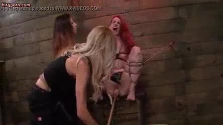 Redhead lesbian gets pussy dildoed