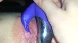 Wet missus masturbating with toy