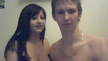 Teen couple play on webcam