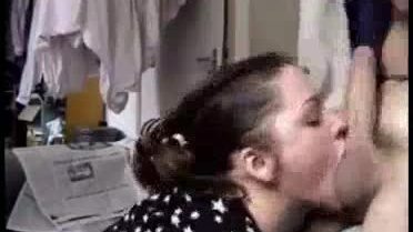 Horny girl measures cock with her throat