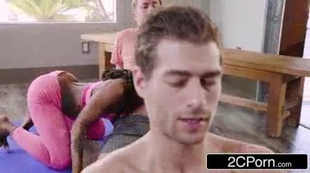 Stunning Ebony Teen Sarah Banks DPed During Yoga Class